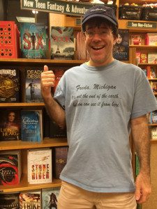 Mark Alpert pretends to be surprised to see my latest book THE SIX at our local Barnes & Noble on Broadway and 82nd Street.